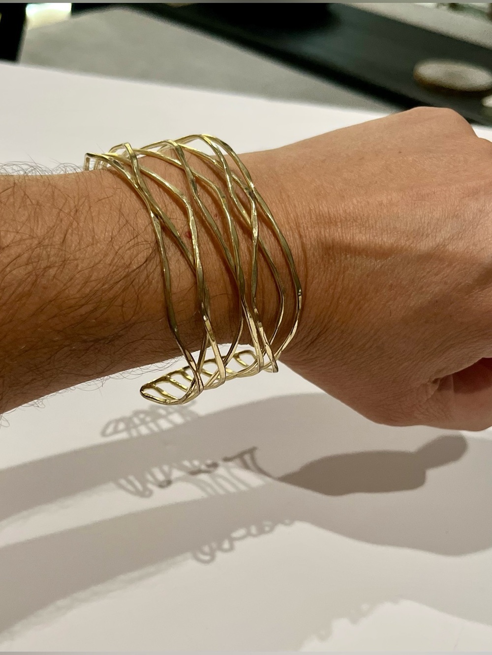 Gold Wire Wave Decorative Cuff Bracelet